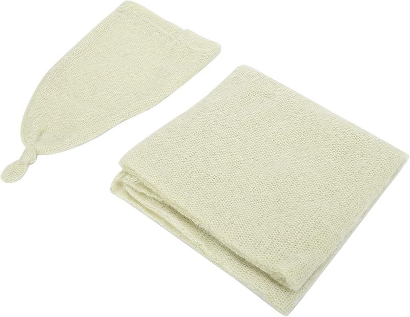 Mohair Knitted Baby Photography Hat And Wrap Set 40x160cm Soft Newborn Photo Prop - Image 3